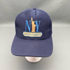 Vintage Statue Of Liberty New York City Nylon Navy Snapback Hat
